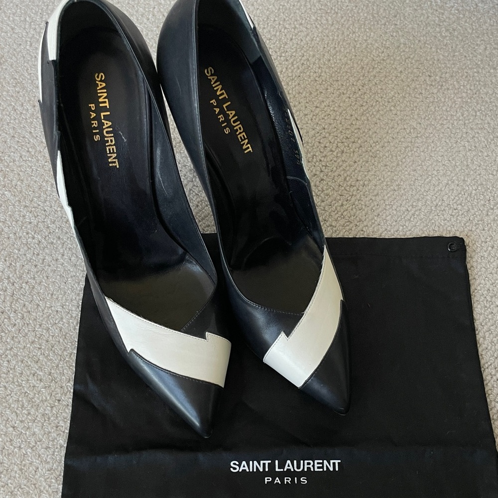 YSL Black and White Heels